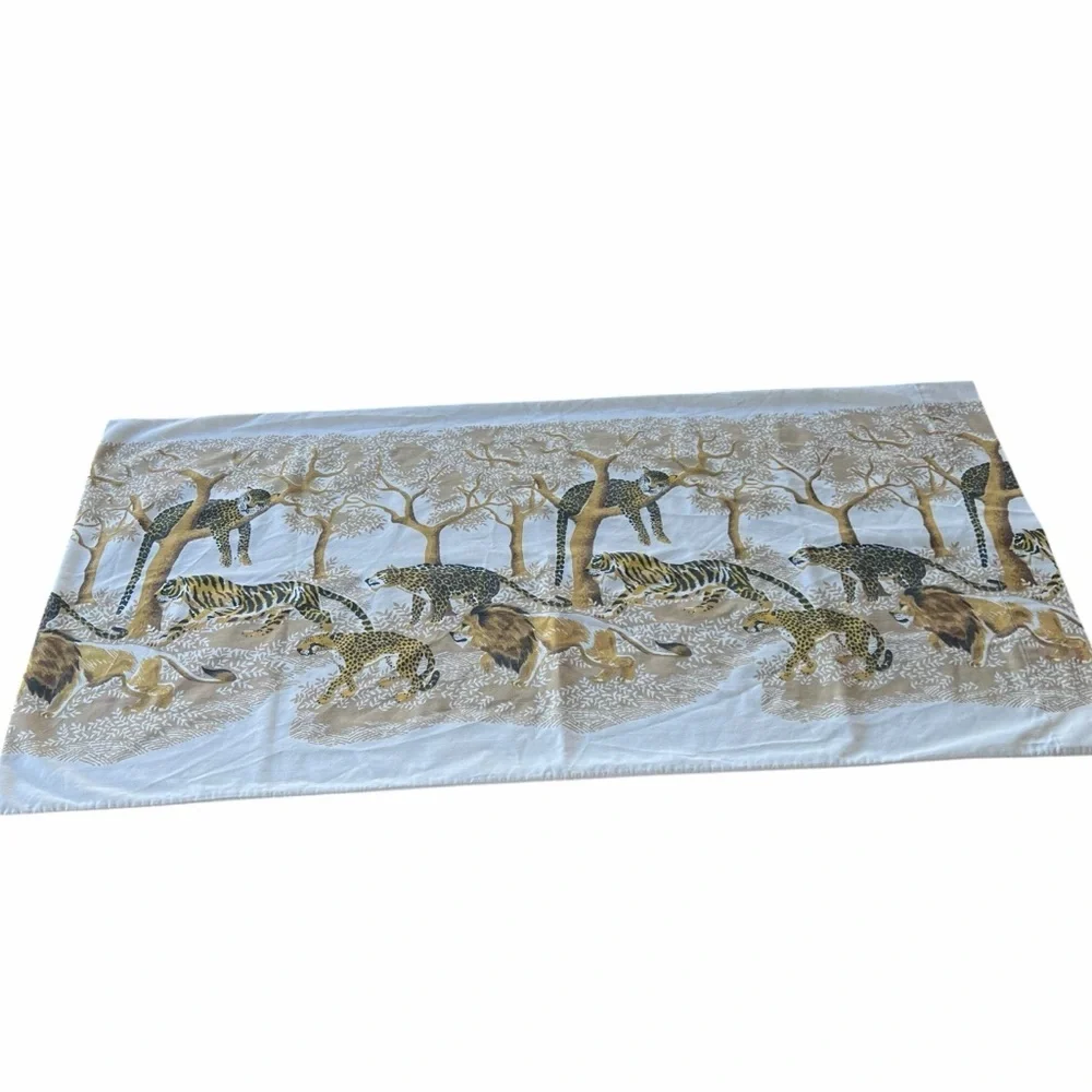Vintage Tastemaker Big Cat Safari Pillowcase King Size 50/50 Made in USA 70s GUC